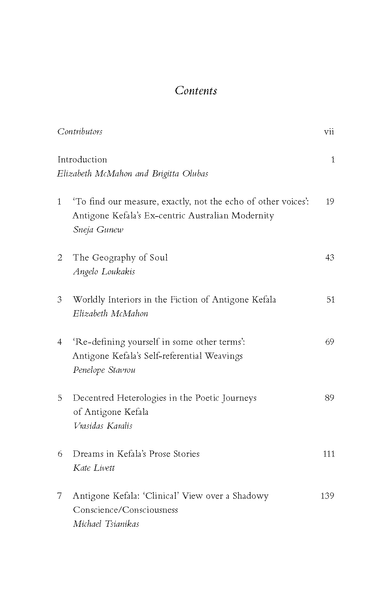 Antigone Kefala: New Australian Modernities